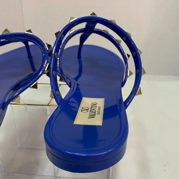 Valentino Garavani Rockstud Jelly Sandals Blue Electric PVC Slides 38 - Picture 6 of 13